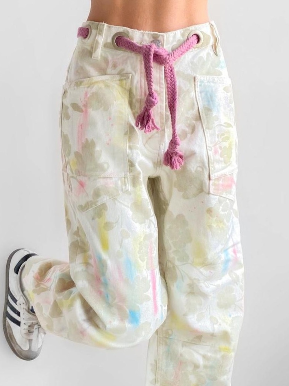 SALE!! NWT Free People x We The Free Floral Flocked Velvet Moxie Barrel Jeans